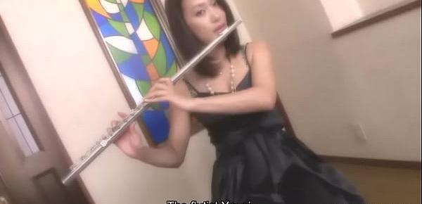  Asian fluteist Yayoi playing meaty flutes